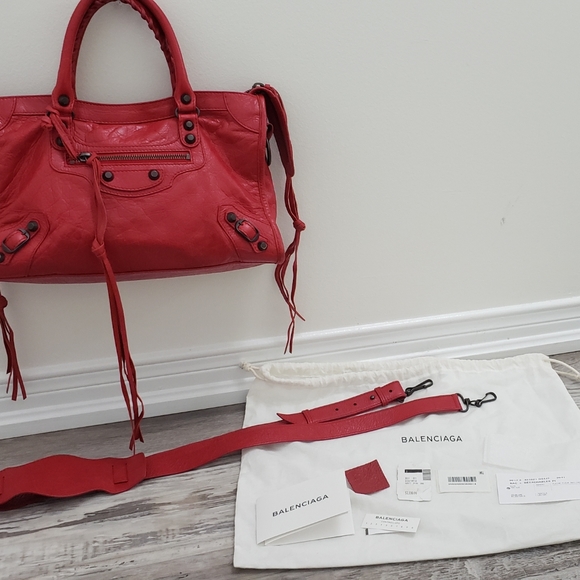 100%Authentic Balenciaga ClassicCityBag Red Small - Picture 12 of 16